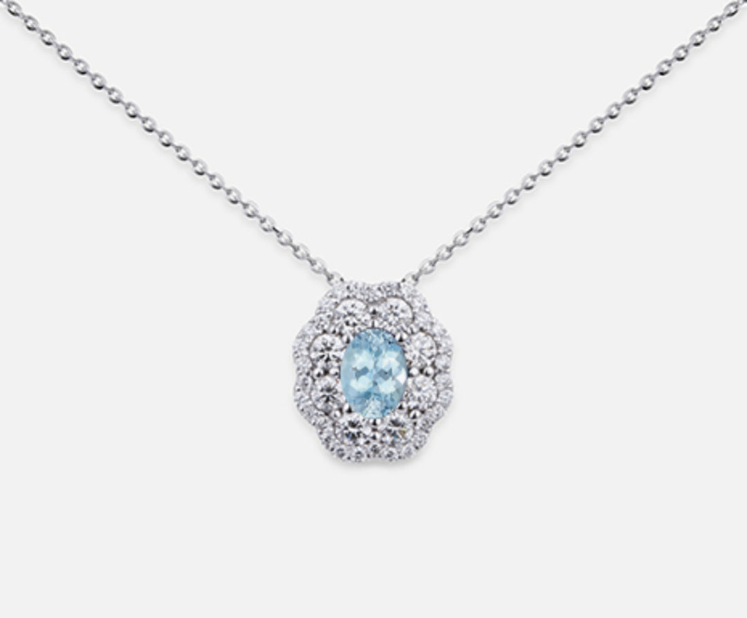 Mikiko, 18 Karat, ovaler Aquamarin, 6 x 4 ct. 0,30 Durchmesser, ct. 0,63 MD5057O4AM