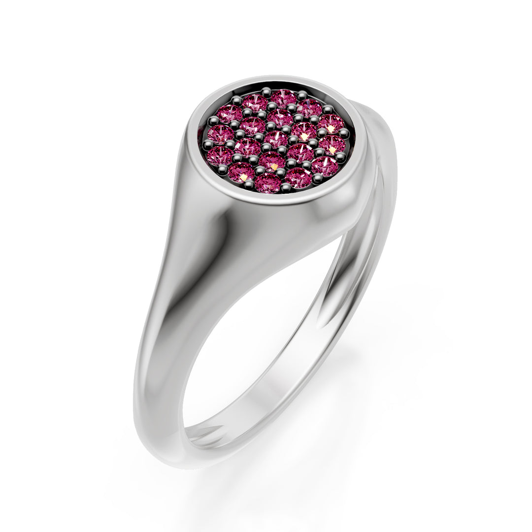 Bague rose ronde World Diamond Group taille 10 avec or blanc z.pink ACH001ZPB