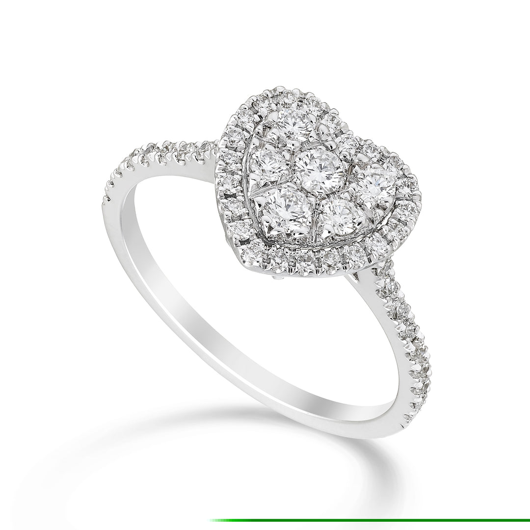 Bague multi-pierres en forme de coeur Golay avec tige encastrée AMPC003DI-23095110027