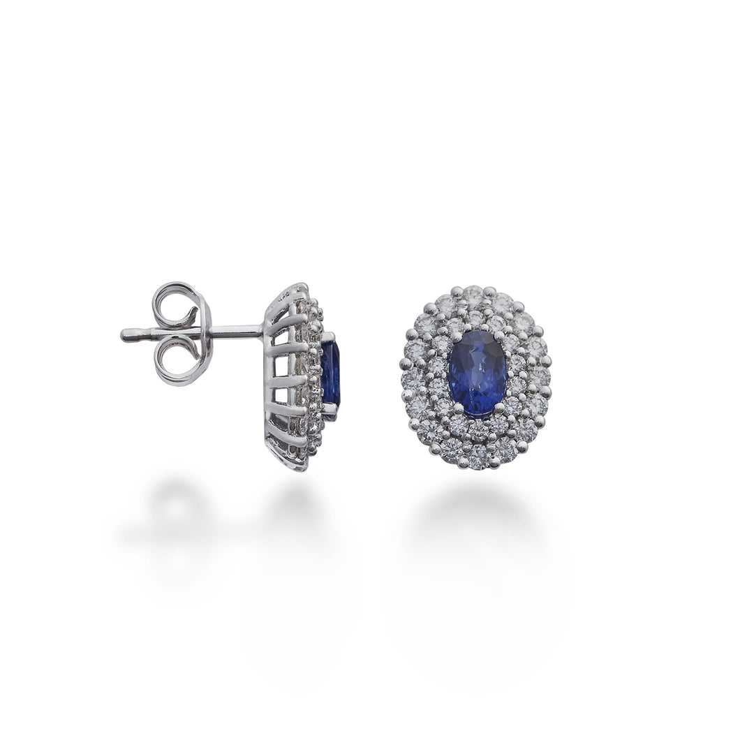 Golay oval sapphire earrings 5x4 double cont. diamonds OCL128DIZB45-22172110056