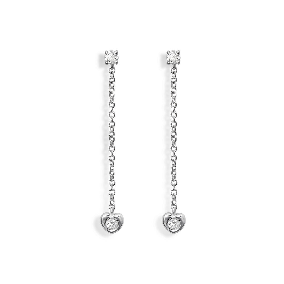 World Diamond Group or 18k ct.0,24 castone grande cuore catena cm.3,3 bianco GO5075O4BR024