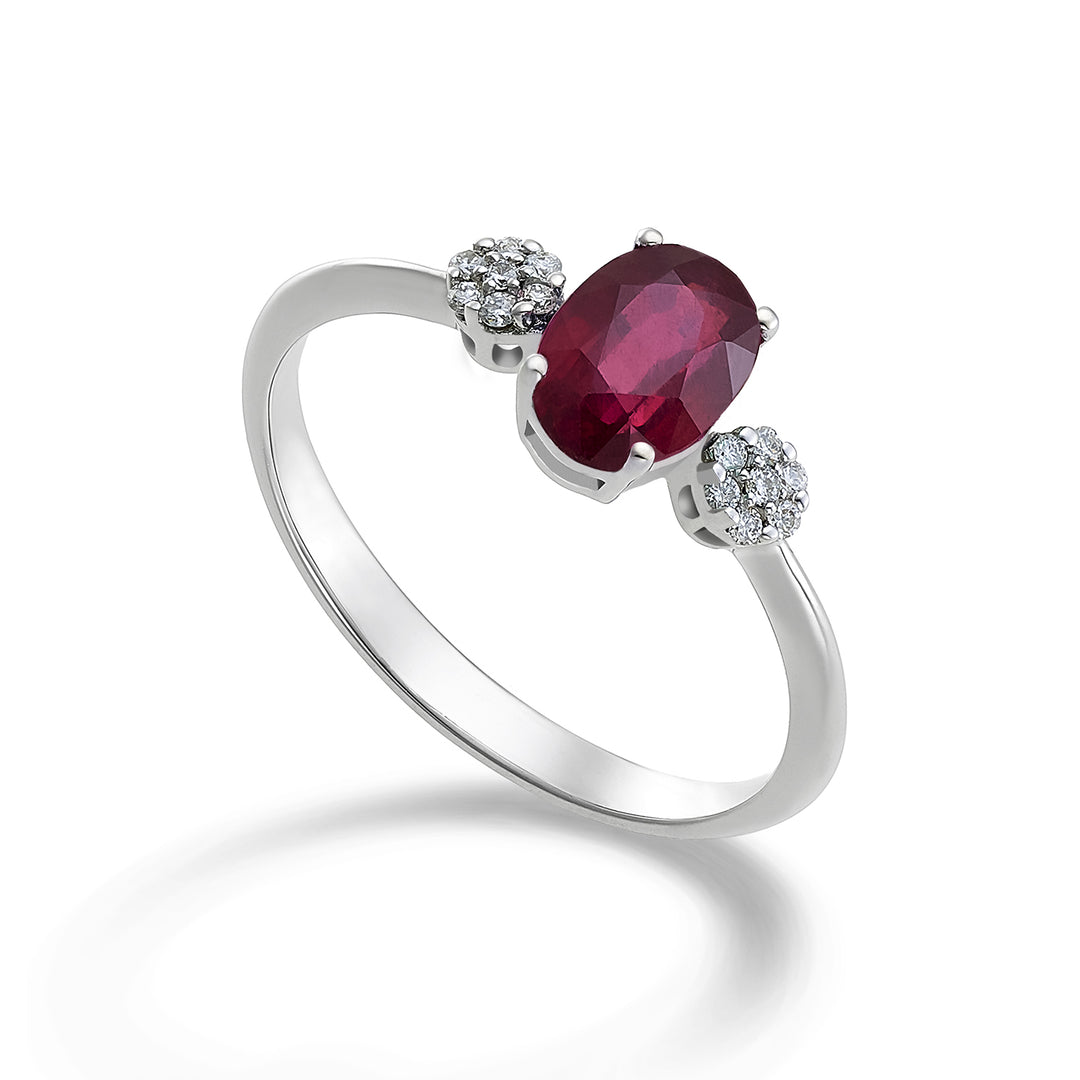 Nihama an 18k ruby ​​n. oval 7x5 ct.0.85 diam. ct.0,08 NA5058O4RBN085