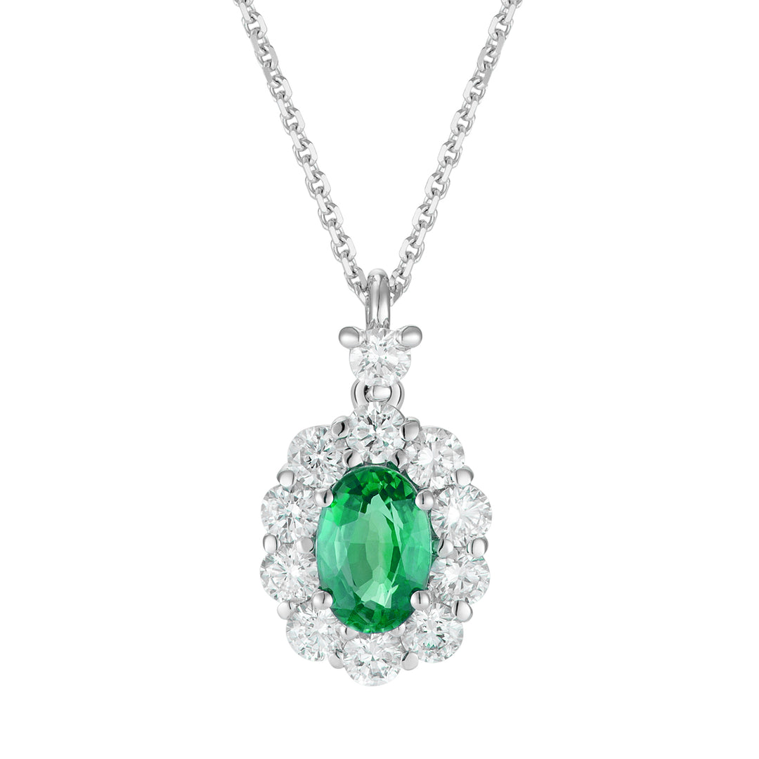 Collier Golay émeraude ovale 6x4 et contour diamant PCL042DISM1-26111110413