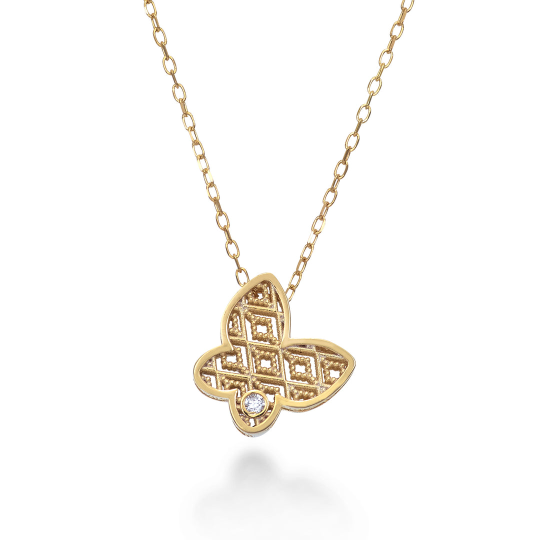 Nihama cl 18k yellow gold butterfly diam. ct.0,01 NDFARFO1