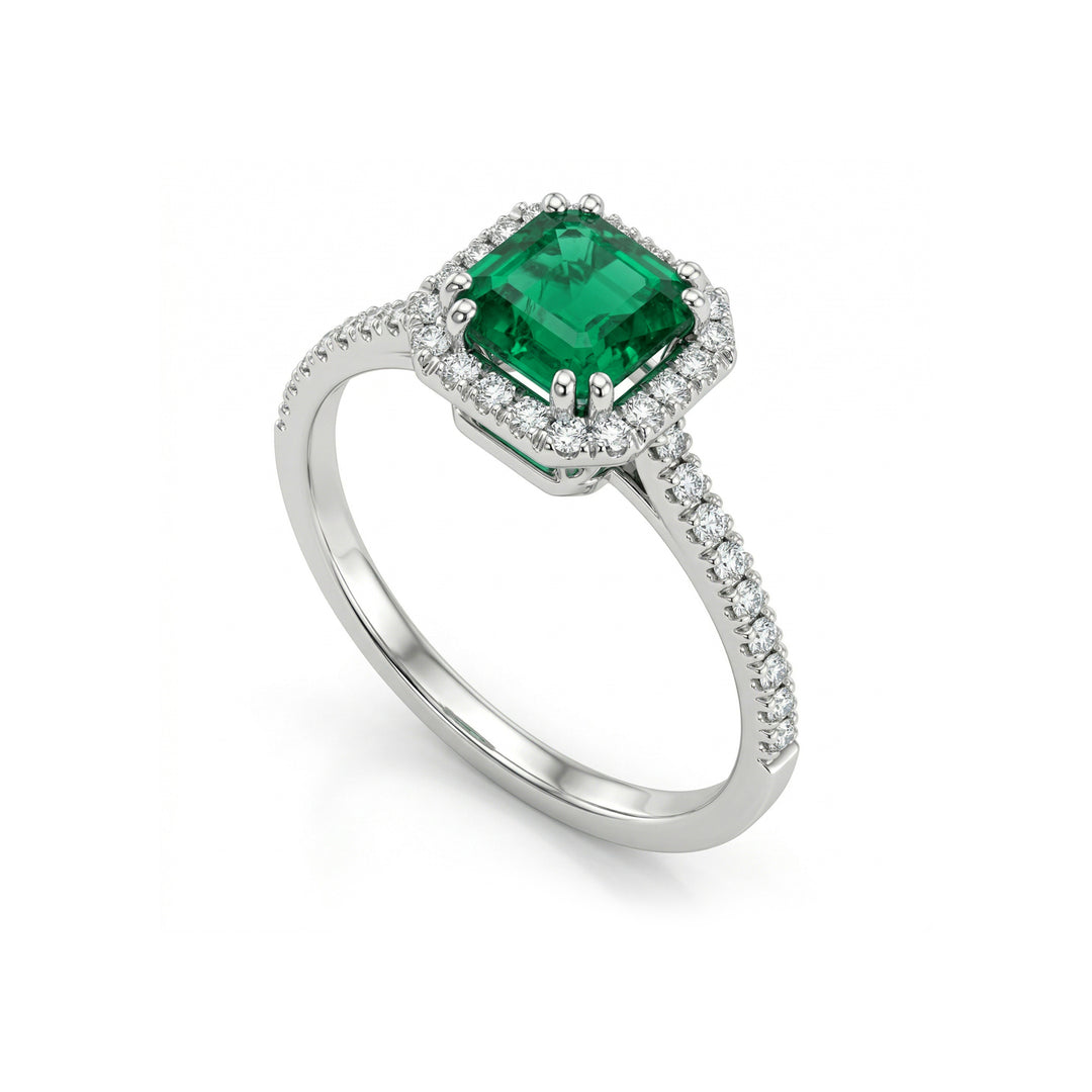 Achteckiger Golay-Smaragdring 6x6 und Diamantkontur ACLC072DISM66-23094110077