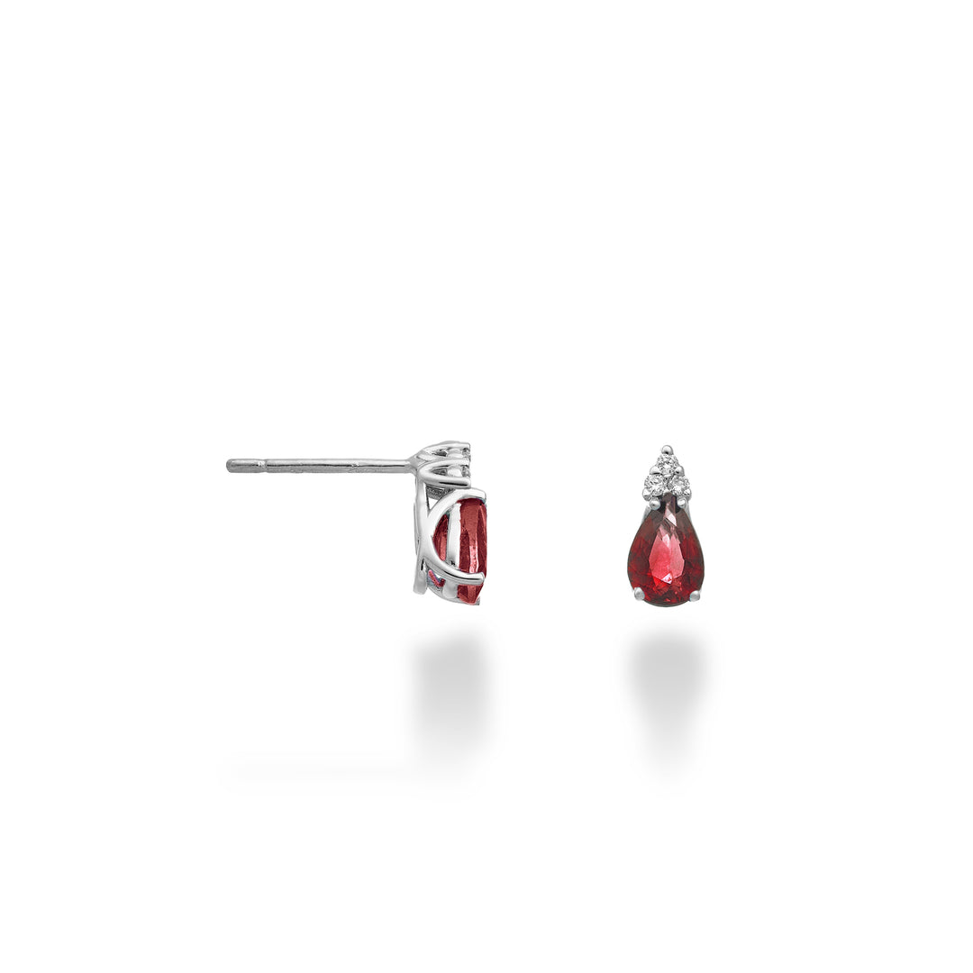 Mikiko ou rubis 9k n. Goutte 6x4 et trois diamants MO5173R4RBN084