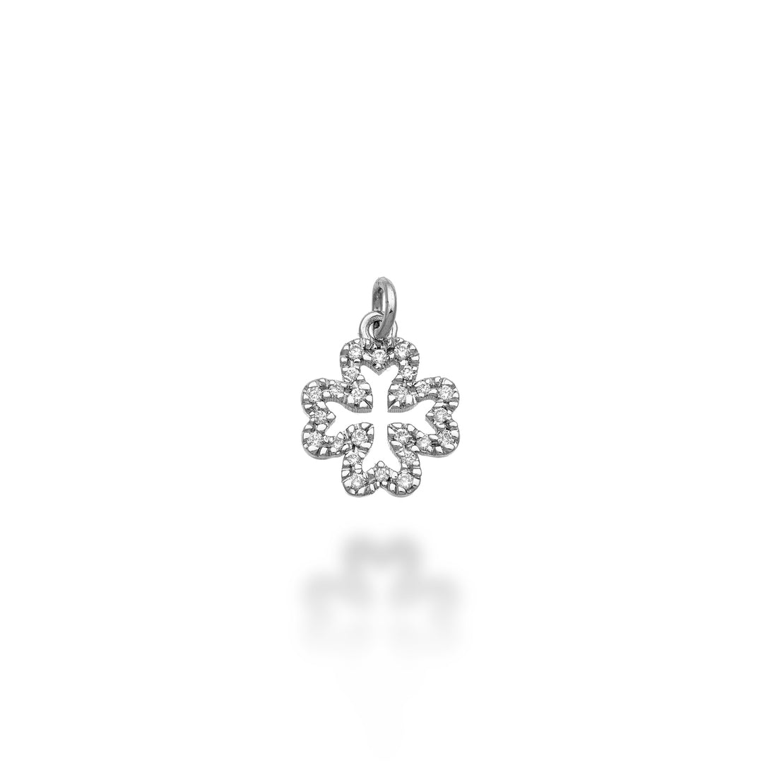 World Diamond Group pendente quadrifoglio piccolo 18k ct.0,08 g vs oro bianco GPEN223DIO4
