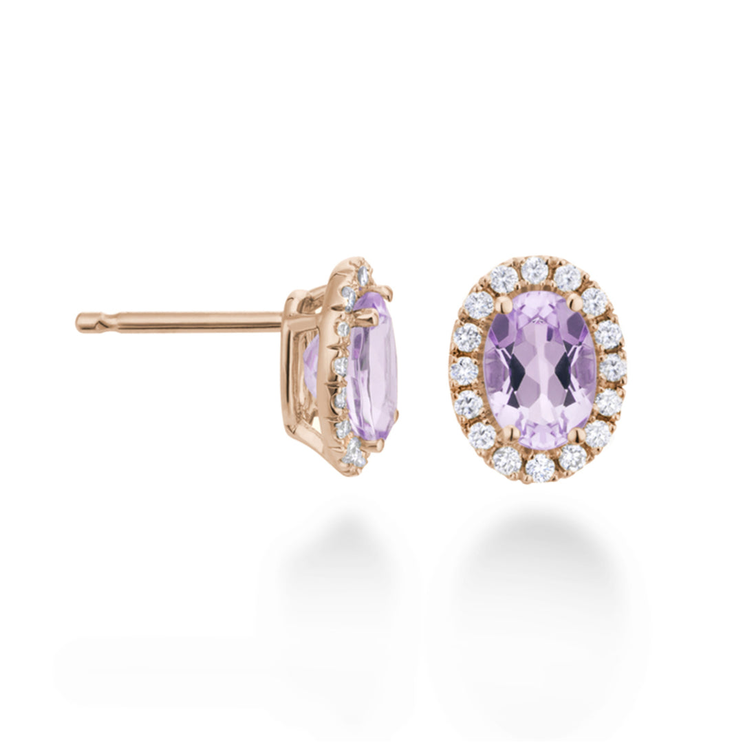 World Diamond Group Ohrringe Kunzit 6x4 oval und Diamanten OCL070DIKZ2-24015110086