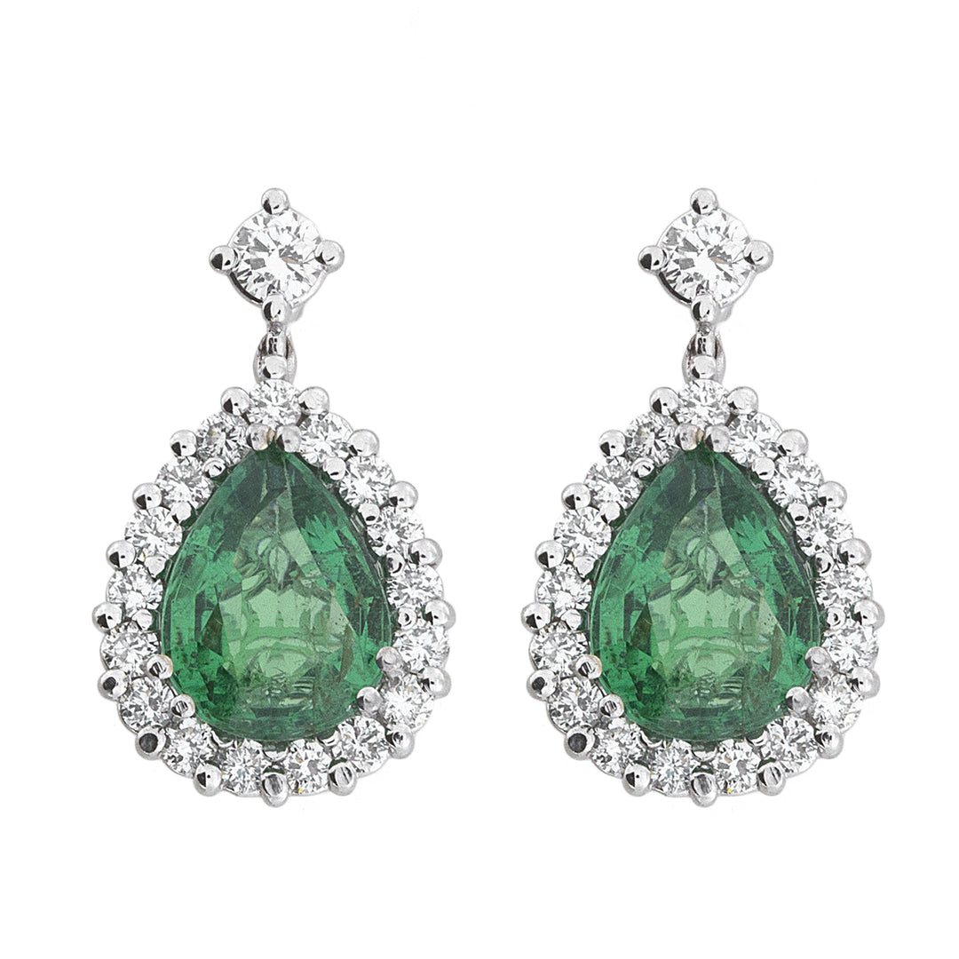 Golay emerald drop earrings 6x8 diamond outline OCL027WDISM-17303110021
