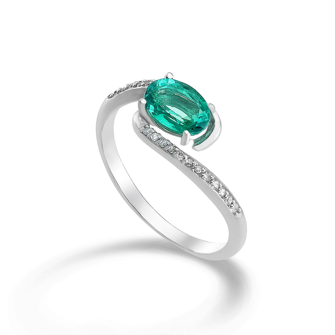 Nihama an 18k smeraldo ovale 7x5 ct.0,60 diam. ct.0,085 NA5101O4BE