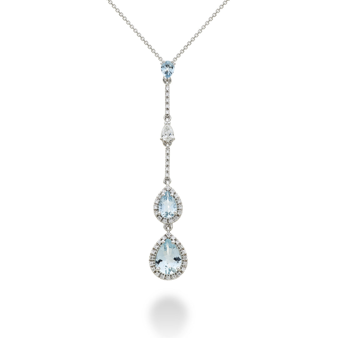 Collier Golay aigue-marine goutte contour scalaire et barre PCLC202DAQP68-24030110147