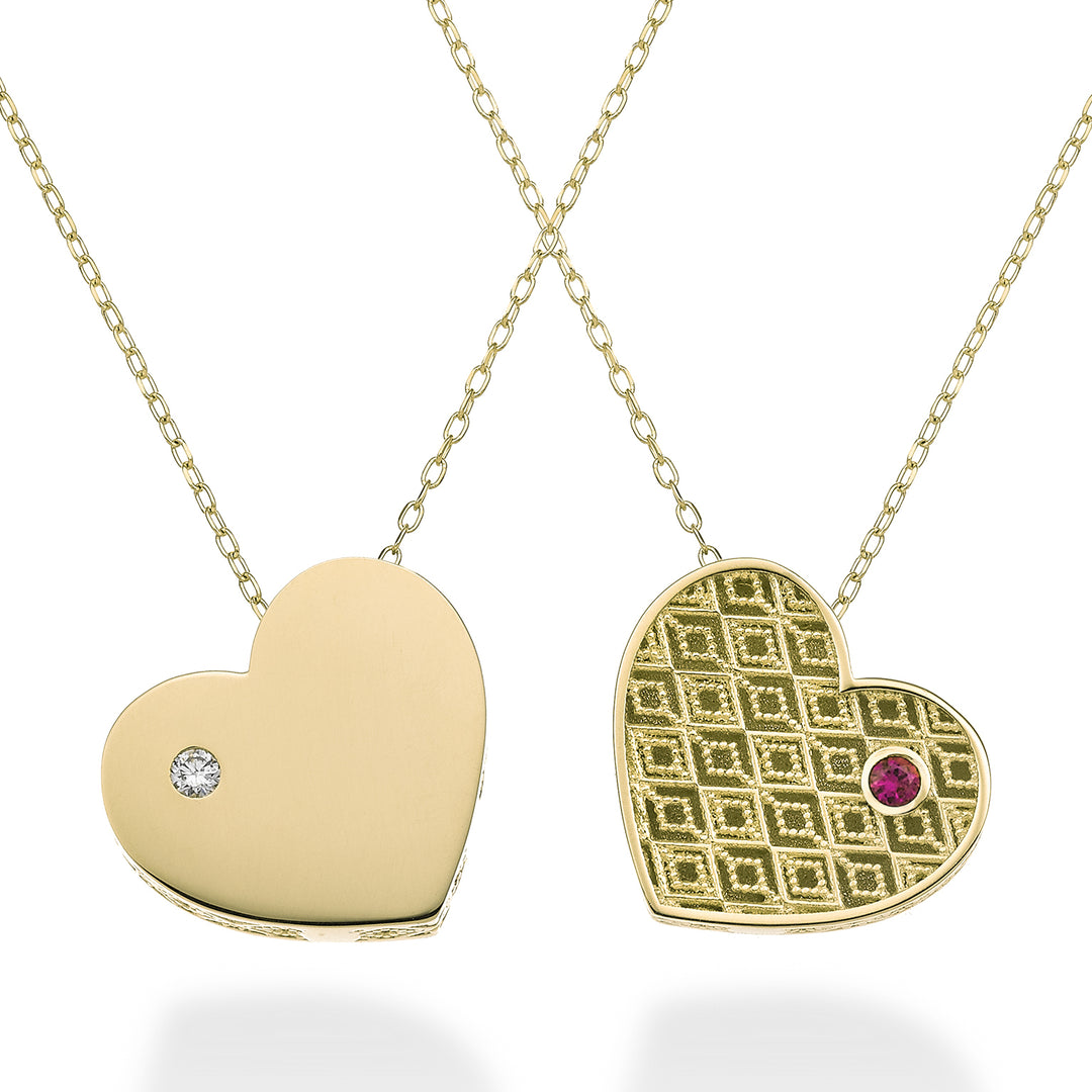 Nihama cl 18k großes Herz, einseitig poliertes Gelbgold, Durchm. 0,02 ct Rubin 0,02 ct NDCUOREGLO1