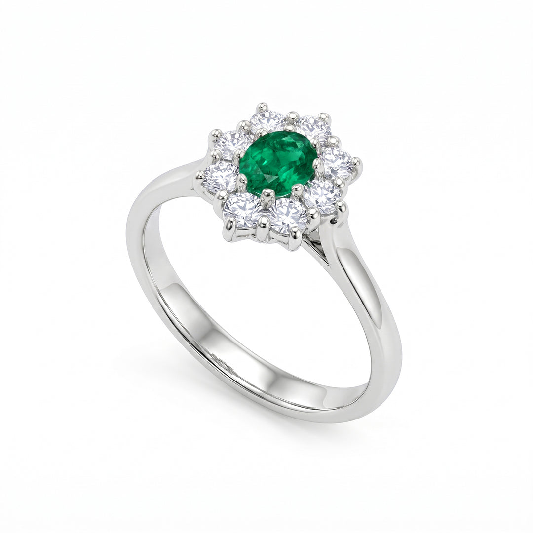 Golay oval emerald ring 5x4 and contour 8 stones ACLC461DSM54-24192110014