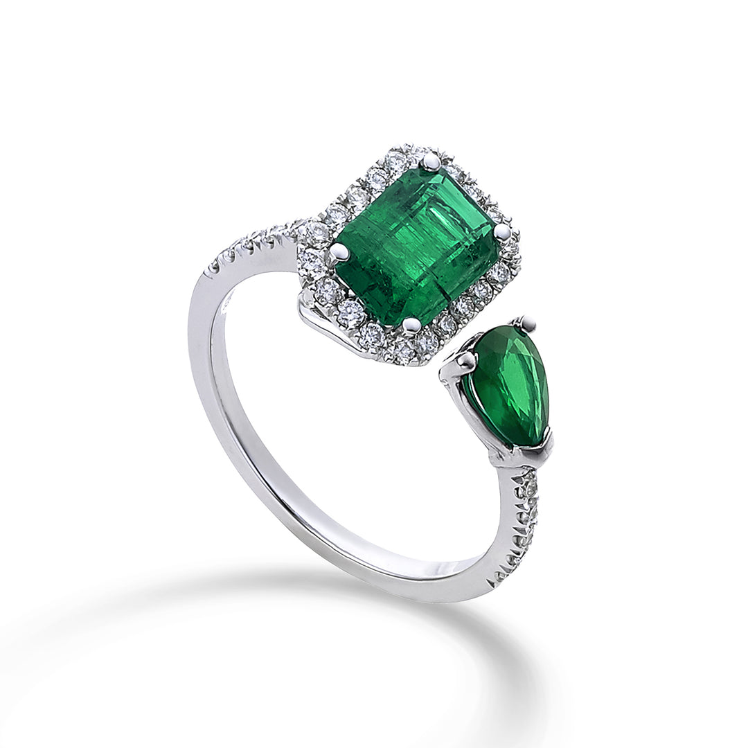 Golay Contrary Emerald Ring Okt. 7x5 und 6x4 Tropfen ACLC303DISM-23291110030