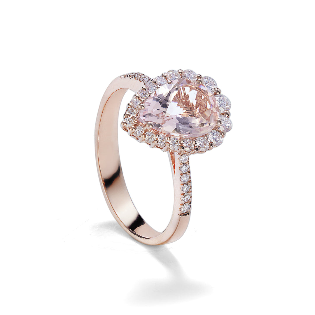 World Diamond Group bague morganite goutte 10x7 et contour diamant ACLC117DIMO2-23038110043