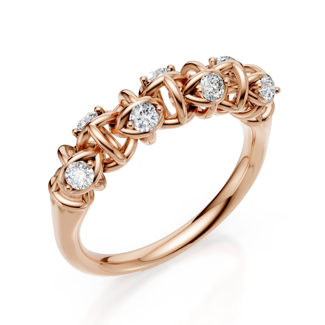 Bague Golay rivière maille souple diamants or rose ARD540D003R-24345110098