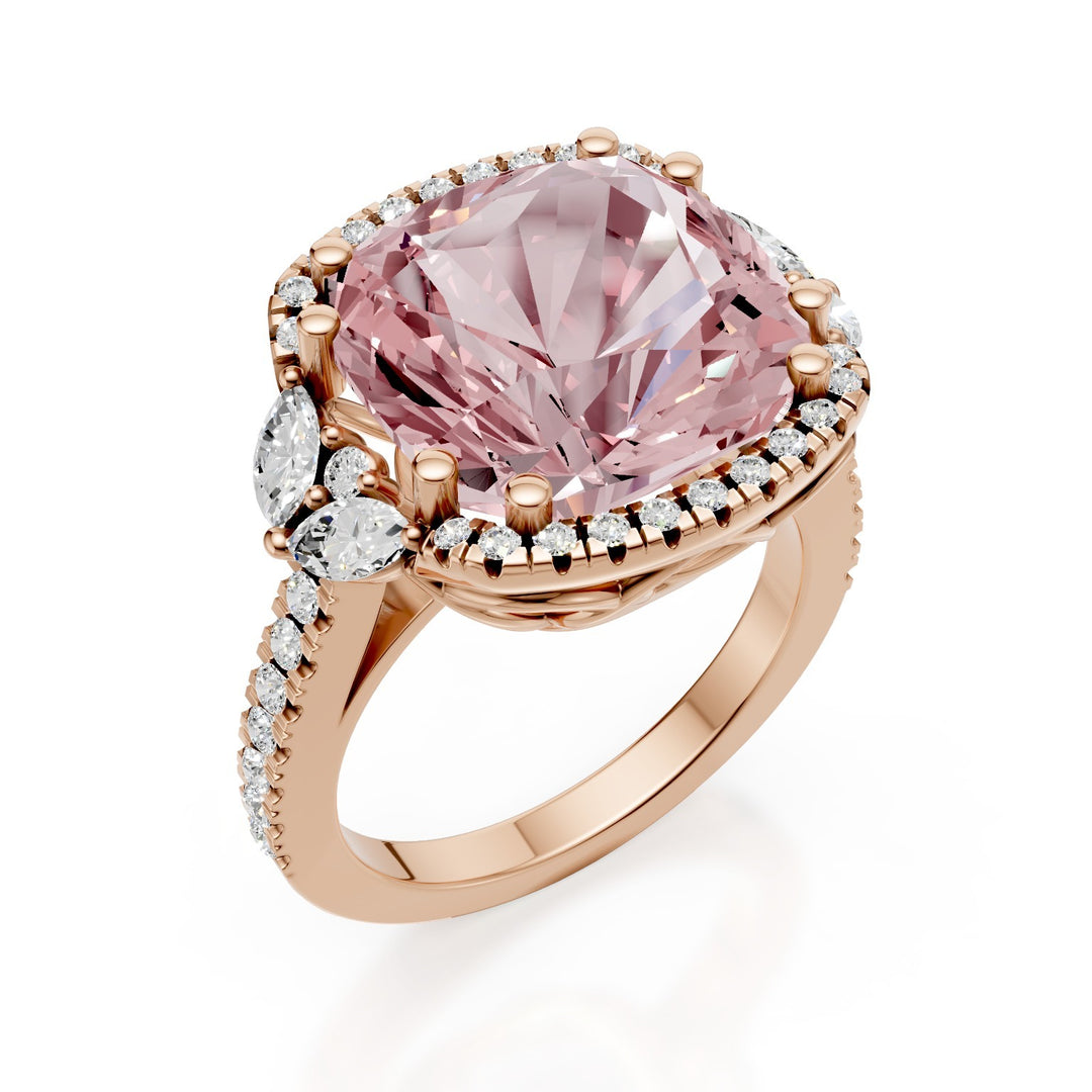 Golay morganite cushion ring 12x12 rose gold contour APU542DMO-25192110082