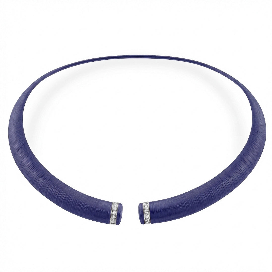 Tour de cou Golay en titane texturé violet avec éléments en or blanc 18 carats, serti de diamants, taille moyenne GD013O4DIVITX_M