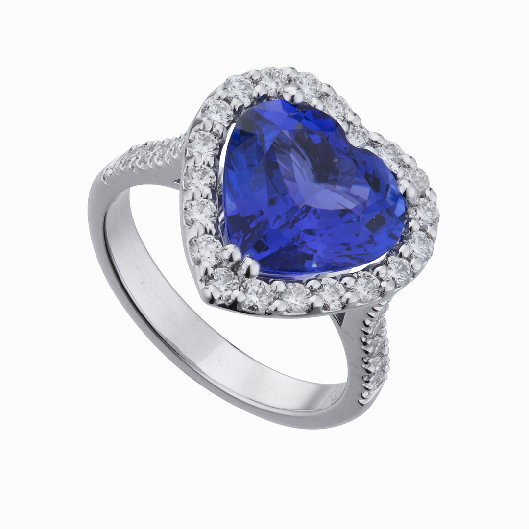 Golay diamond and tanzanite ring 8x8 linear heart ACLC139DTZ88-22179110032