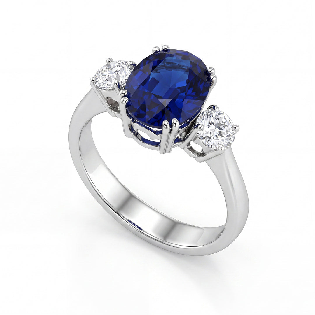 Bague World Diamond Group avec saphir ovale 3,02 ct et diamants APU107WDIZB-16257110066