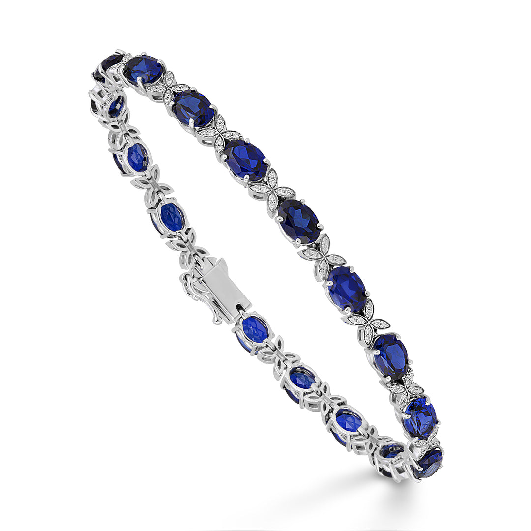 Bracelet World Diamond Group avec saphirs et diamants ovales recréés BCT031DIZBR-22276110008