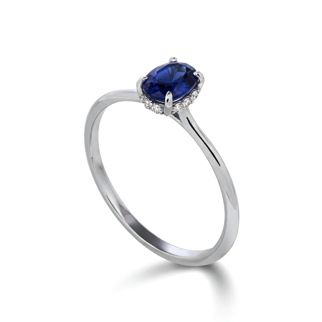 Nihama an 18k sapphire no. oval 6x4 update set with diamonds NA5219O4ZFN052