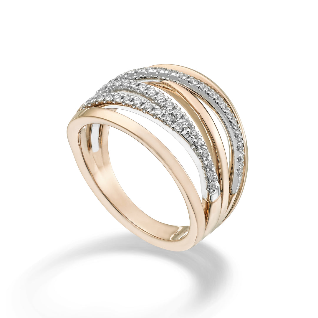 Golay diamond ring with six recessed and smooth rows AMF7953DBR-25353110016