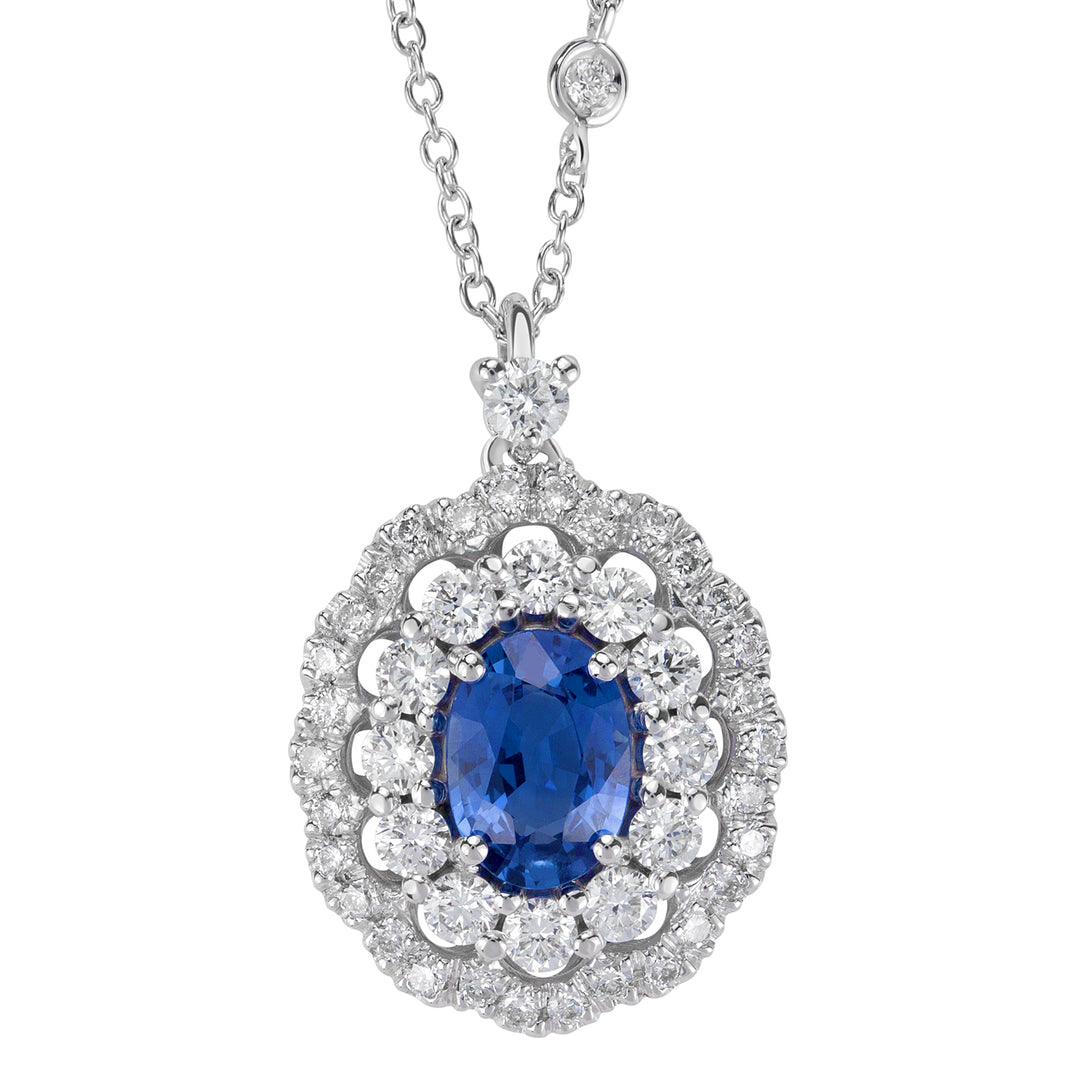 Collier saphir ovale Golay 7x5 double cont. diamants PCLC050DIZB-22158110051