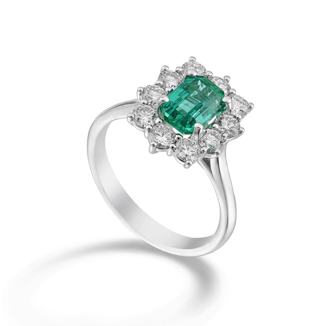 Golay octagonal emerald ring 7x5 contour 10 stones ACLC488DSM75-24242110039