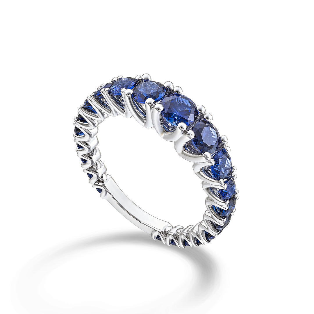 X-Diamond un saphir de laboratoire 18 carats central 2,50 ct 0,40 ct gradué avec barre en or blanc LXDABIC1495ZFO4