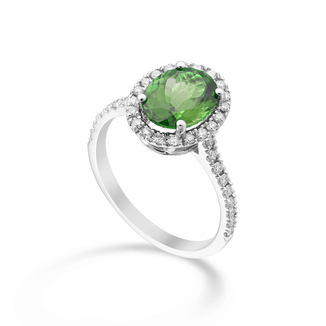 Golay ovaler grüner Turmalinring 8x10 und Diamanten ACLC070DITOG6-22283110089