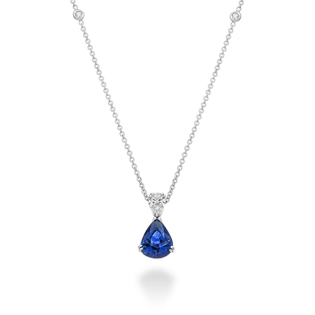 Golay necklace sapphire drop 10x8 and diamond drop GPU018DIZB810-23083110062