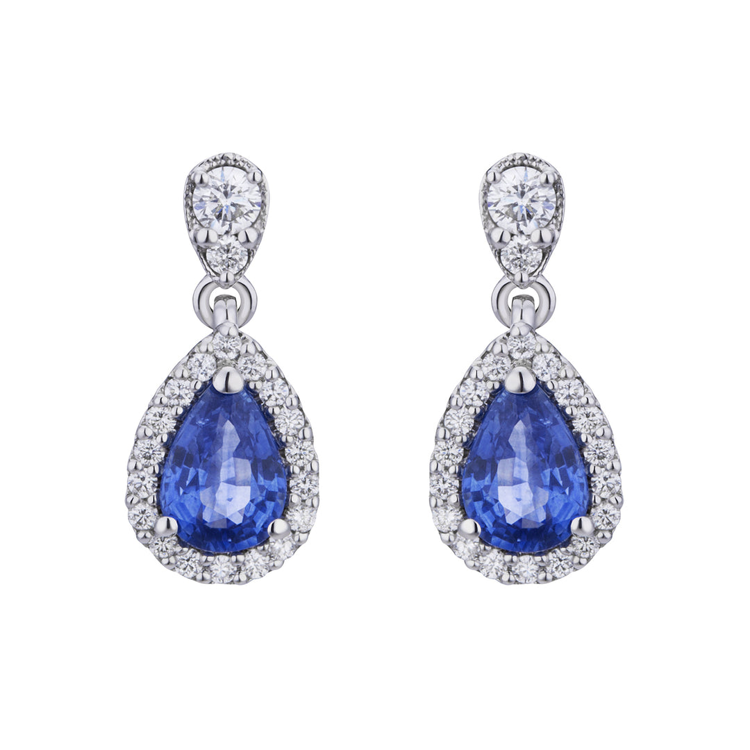 Golay blue sapphire drop earring 6x4 and diamonds ORB300BS-20016110036