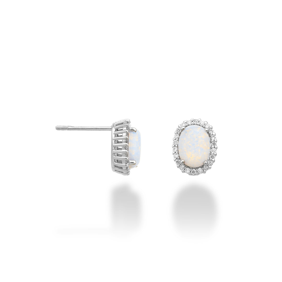 Mikiko or 9k opal oval cabochon 8x6 with contour diamonds MO5174R4OP