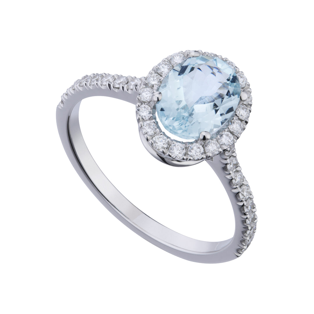 World Diamond Group 8x6 ovaler Aquamarin- und Diamantring ACLC070DIAQ4-23165110020