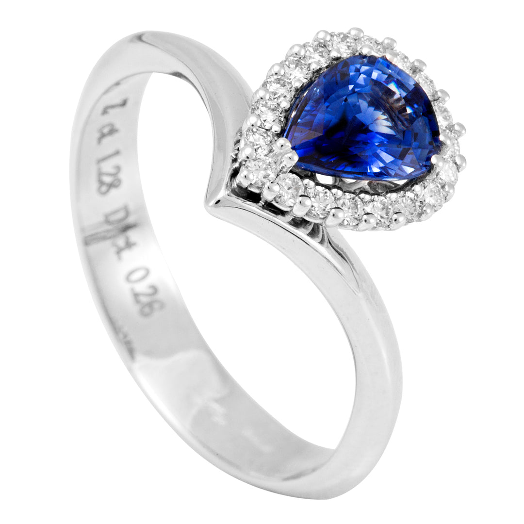 Bague saphir en forme de larme Golay 8x6 avec contour ACL027WDIZB-22158110059