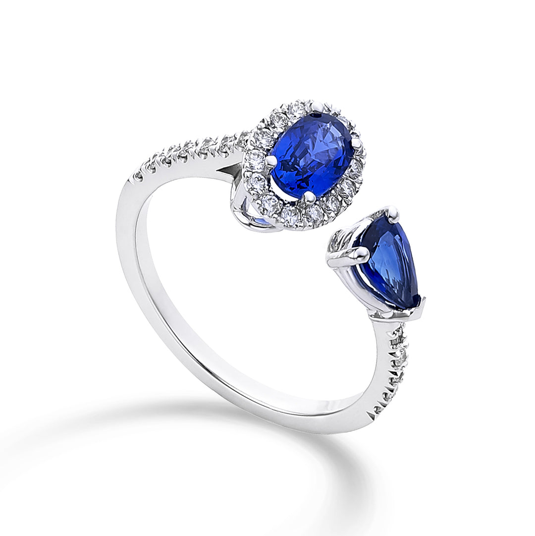 Bague Golay avec saphirs ovales 6x4 et goutte 6x4 ACLC300DIZB-22146110022