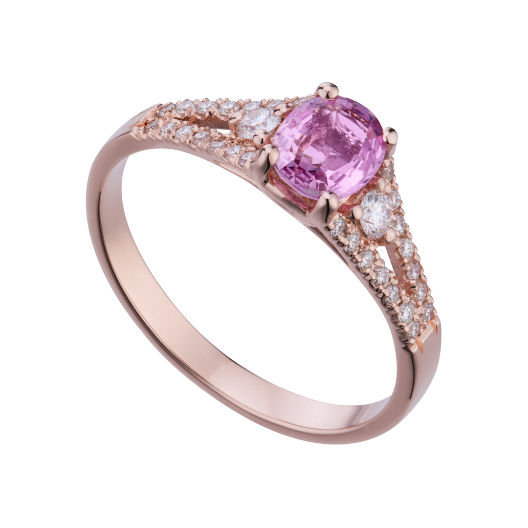 Bague saphir rose ovale Golay 6x5 et tige encastrée ACL204DIZP-21053110041