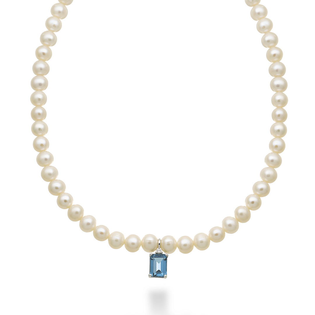 Nihama cl 18k fw 5.5/6 topaze bleue de Londres oct. 6x8 carats 2,65 diam. Anneau ressort 0,02 ct NC1575O4TPBL55