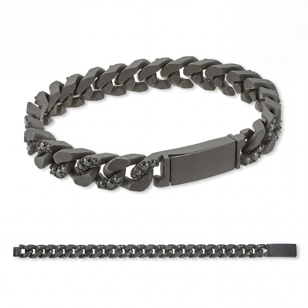 X-Diamond bracciale groumette 22 maglie grandi lisce + inc. in titanio alternate + ch inc. 20cm diam. black LXDBRG004BK1NE-200