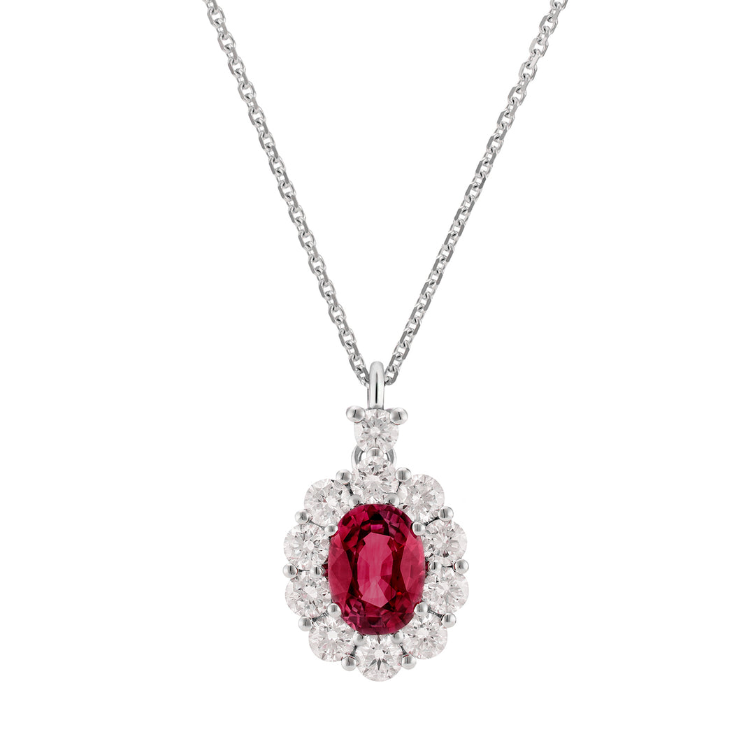 Collier rubis ovale Golay 6x5 et contour diamant PCL043DIRU1-26111110415