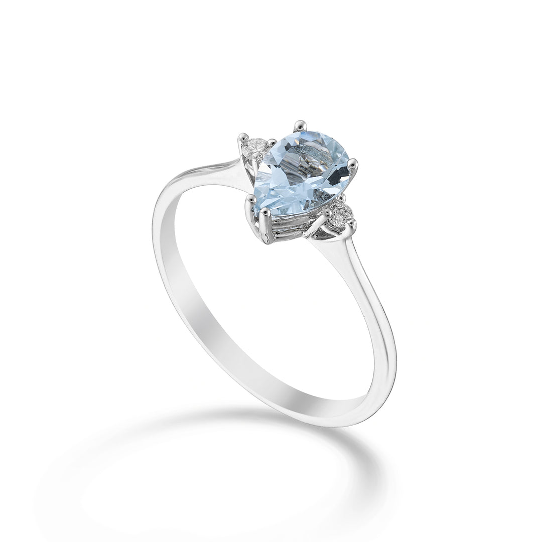 Mikiko an 9k acquamarina goccia 7x5 e diamantini laterali MA5216R4AM