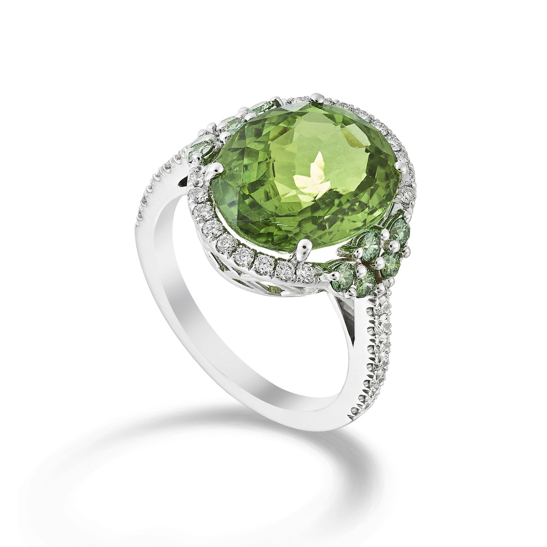 Bague tourmaline verte ovale Golay 13x11, contour et gam APU498DTO1311-24208110026