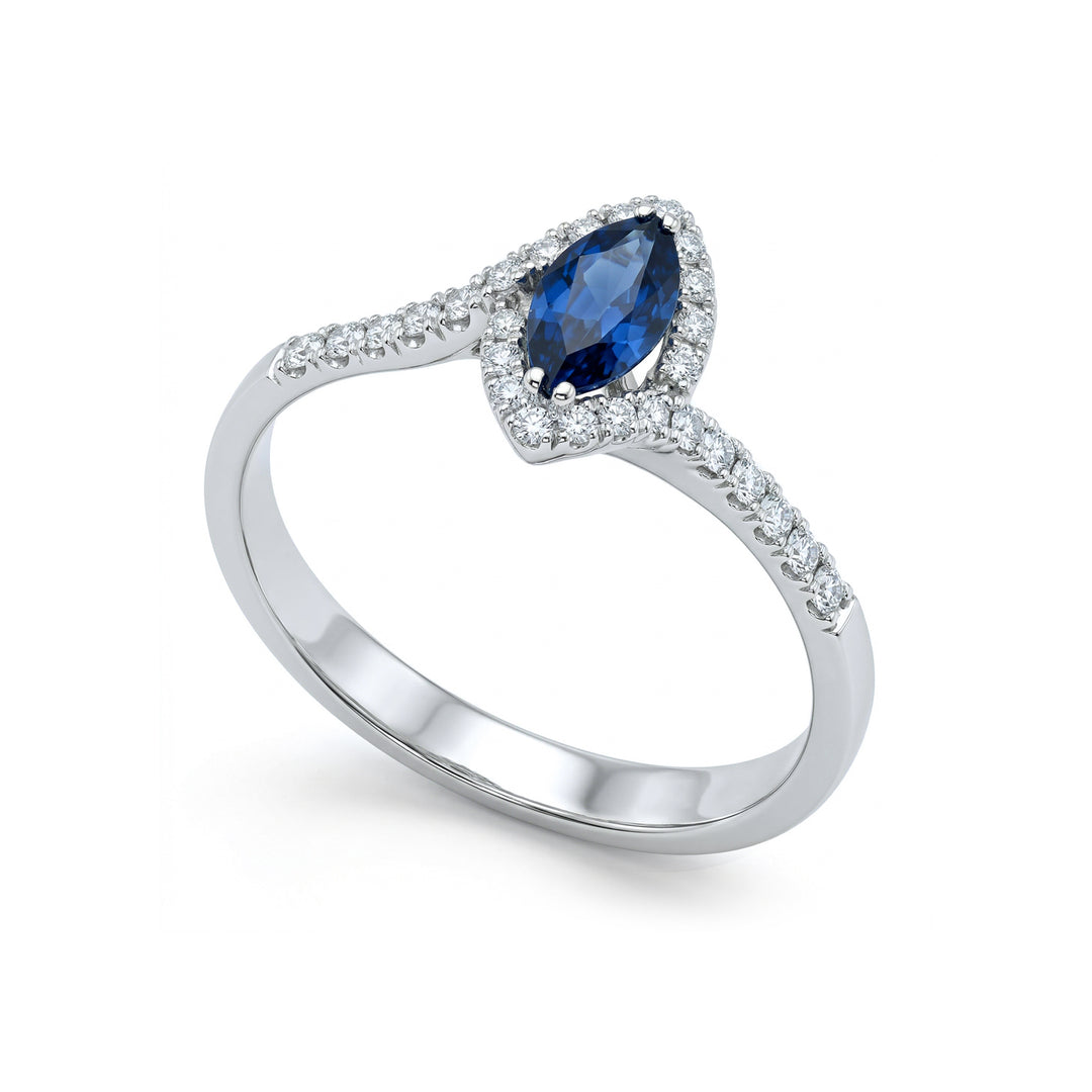 Bague saphir marquise Golay 7x3 avec contour ACLC029WDIZB-21042110041