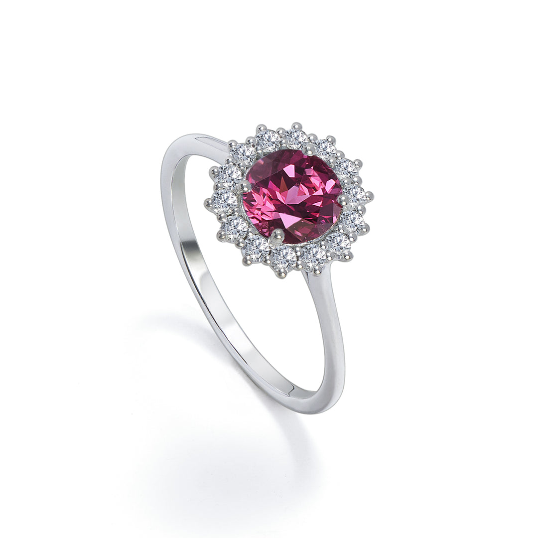 Golay Rhodolitring 6x6 rund und Diamantkontur ACL118DIRO-22304110044