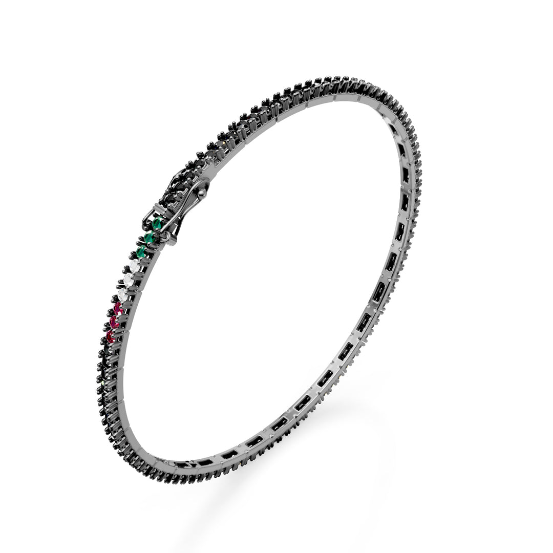 Golay segmented bracelet black diamonds ita flag BTL577BKIT0014-195-24317110074