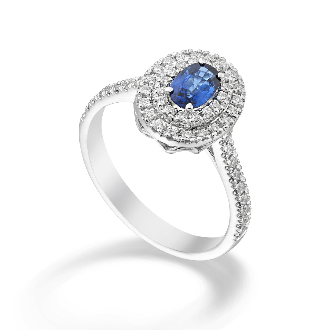 Bague saphir ovale Golay 6x4 tige double contour inc ACLC326DIZB64-24072110119