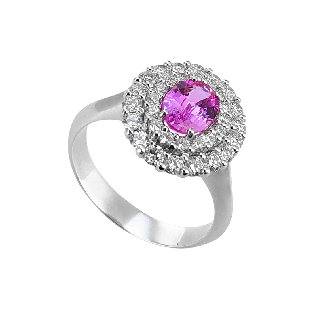 Golay anello con zaffiro pink ovale mis. 4x3 ct. 0,22 e ACLC128DIZP34-23271110014