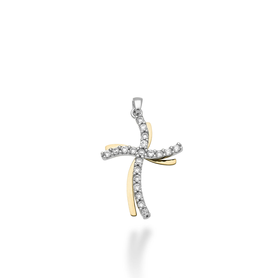 Mikiko Pe 18 Karat 0,18 ct Weiß-/Gelbgoldkreuz 1,9 cm MP5018O7BR018