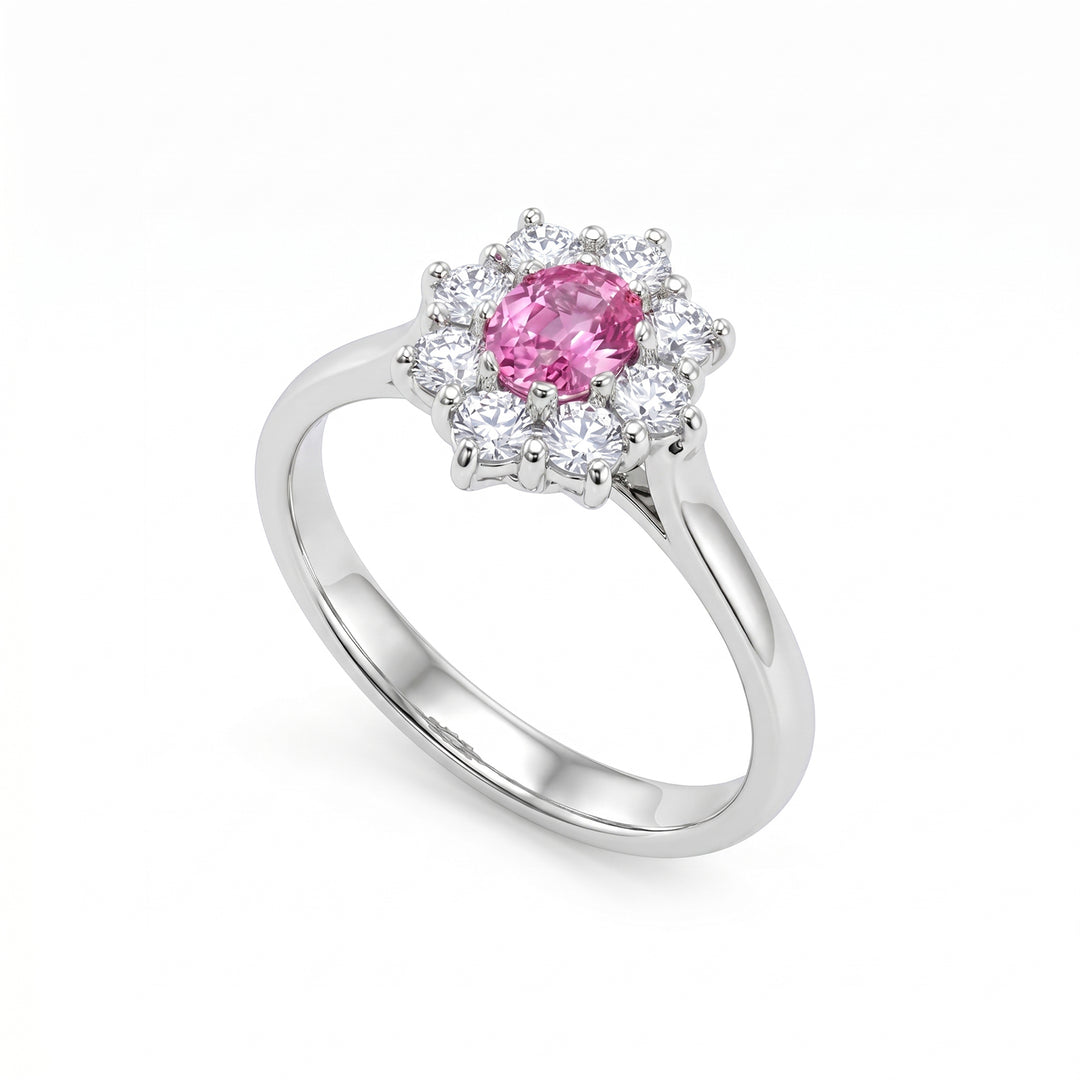 Golay oval pink sapphire ring 5x4 and contour 8 stones ACLC461DZP54-24190110004
